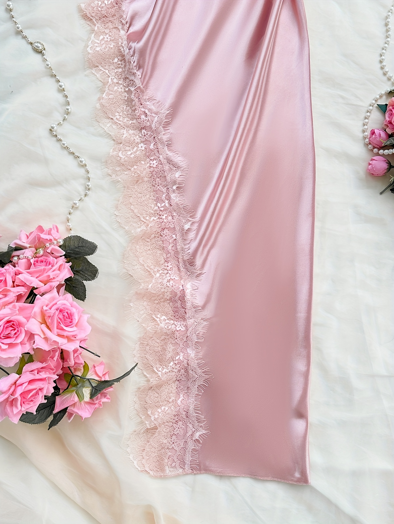 Ladies' Comfortable Casual Long Sleep Dress with a Layered Neckline And Straps