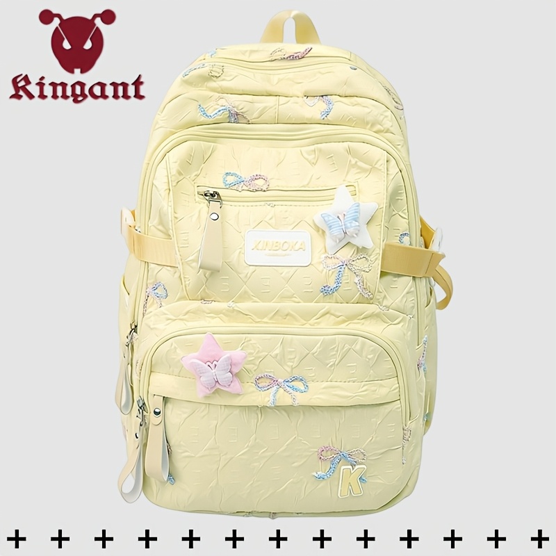 TEMU [women's Backpack] Anti-theft Multi-compartment Preppy Style Nylon Women's Backpack, Laptop Fits 15.6-inch Laptops, Daypack With Laptop