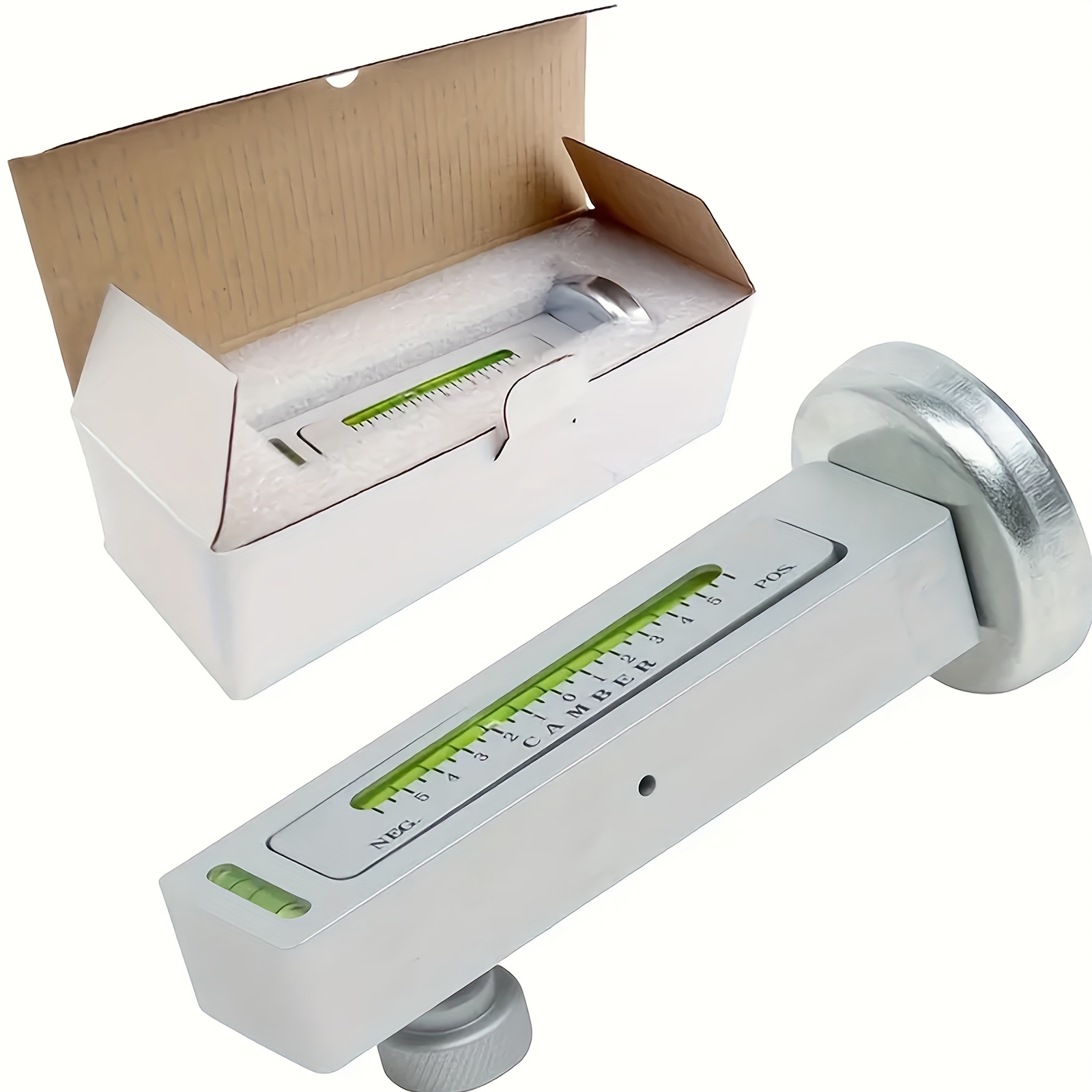 TEMU Adjustable Magnetic Level Tool For Car Wheels - 4-wheel Alignment And Positioning Gauge With Green Bubble Level, Camber And Strut Alignment Aid,