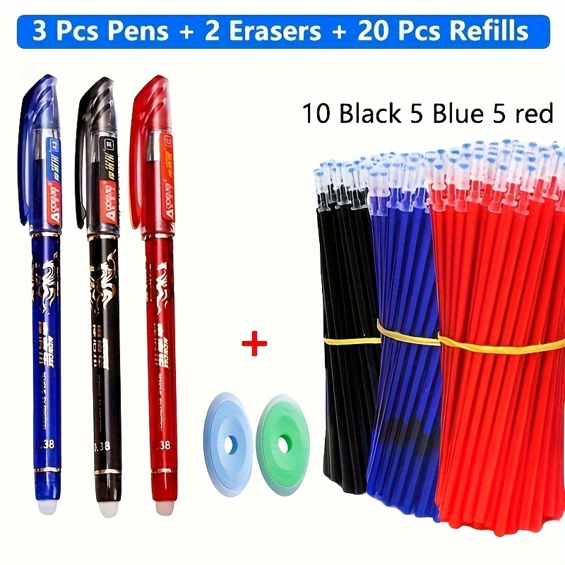 

25pcs Erasable Gel Pens - Assorted Colors, 0.5mm Fine Point, Smooth Writing For School & Office Supplies