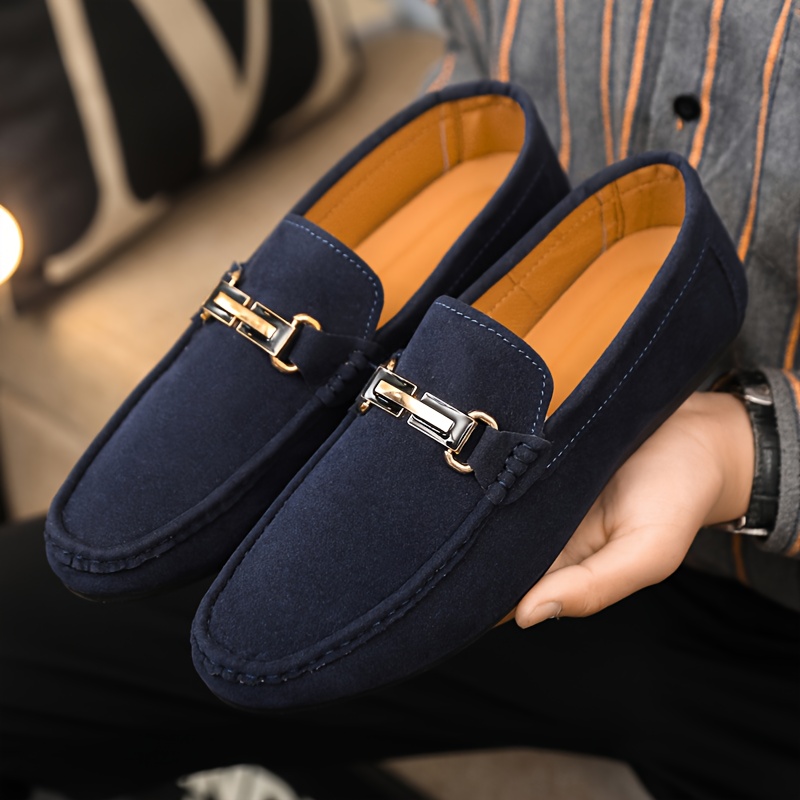 A Set of Stylish, Single-Color Luxury Casual Shoes for Men, Featuring a Round Toe And Flat Design, Comfortable Slip-On Style, Suitable for Different Events