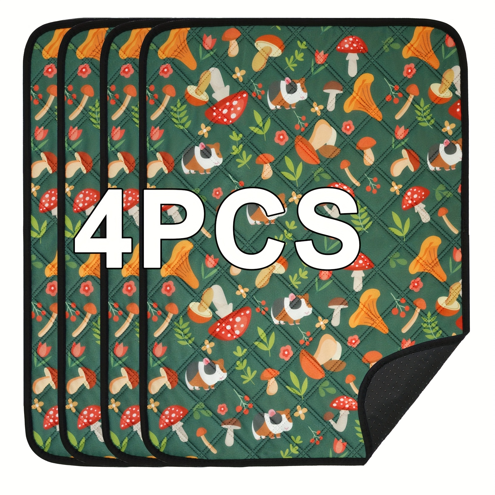 Image of 2/4 Pack Of Printed Guinea Pig Cage Pads, Washable Bedding For Guinea Pigs, Reusable And Super Absorbent Guinea Pig Pee Pads, Suitable For Small Animals Like Rabbits, Hamsters, And Rats - 24in X 18in