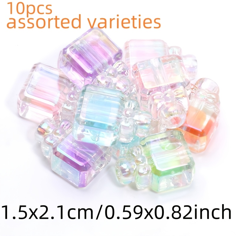 TEMU 10pcs Random 15x21mm Colored Perfume Bottle Beads Medium Beads Acrylic Beads Multicolor , Suitable For Jewelry Making - Bracelets, Necklaces,