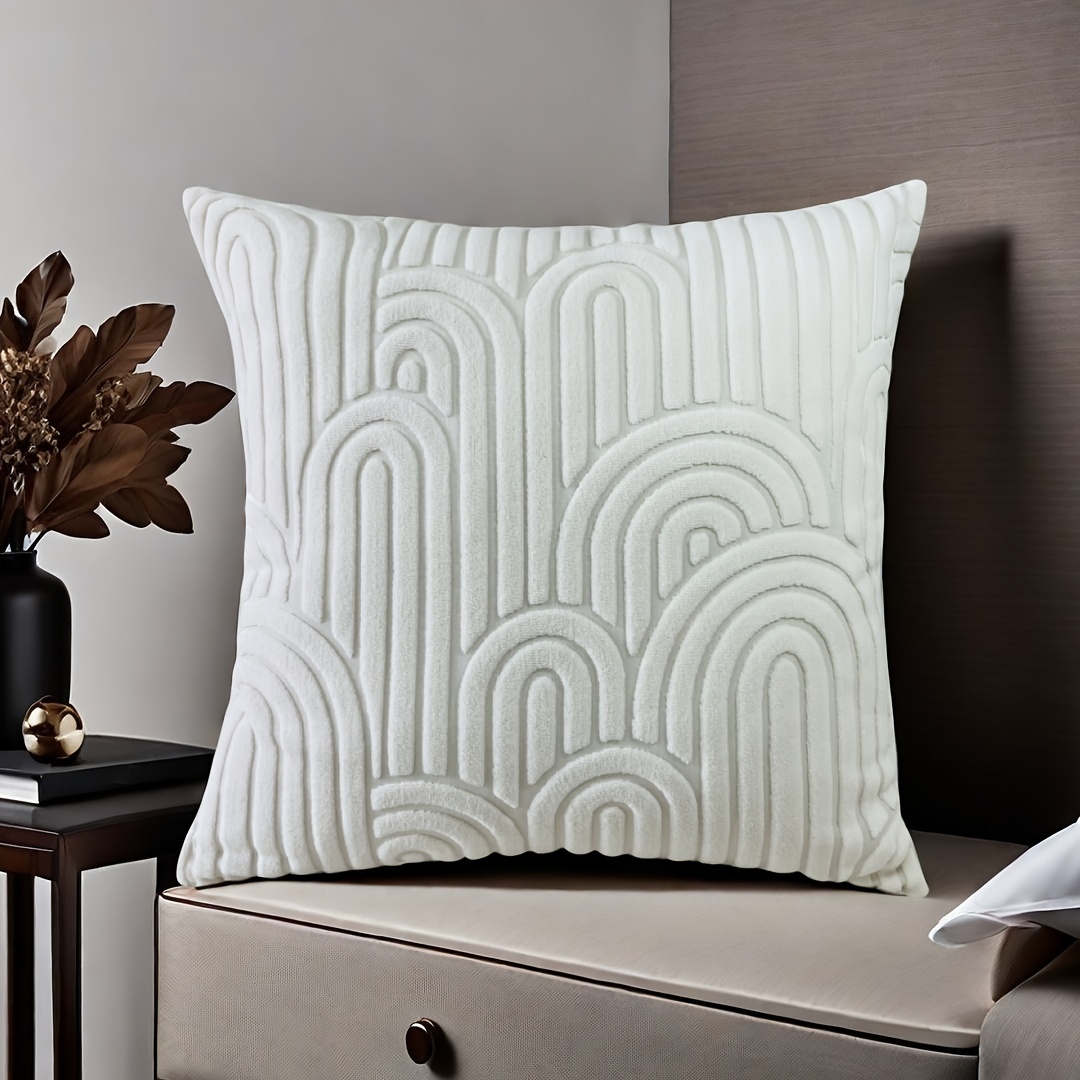 Image of 1pc Exquisite Arched Floral Pattern Pillowcase, Jacquard Throw Pillow Cover, Suitable For Sofa, Bedroom, Car, Home Decor, Pillow Insert Not Included, Traditional Zippered Pillowcase 18x18 Inches