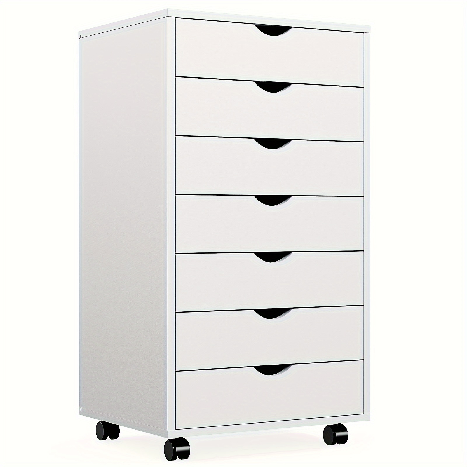 

7 Drawer Chest Wood File Cabinet Rolling Organization Storage Dresser With Wheels For Home Office