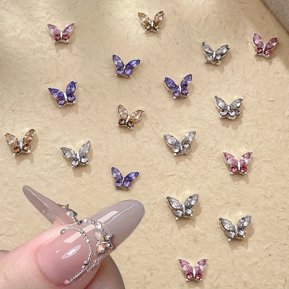 

[customer ] 5pcs Mini Butterfly Nail Charms Set - 3d Metal Decorations In Pink, & White For Acrylic & Short Nails - Diy Nail Art & Jewelry Crafting