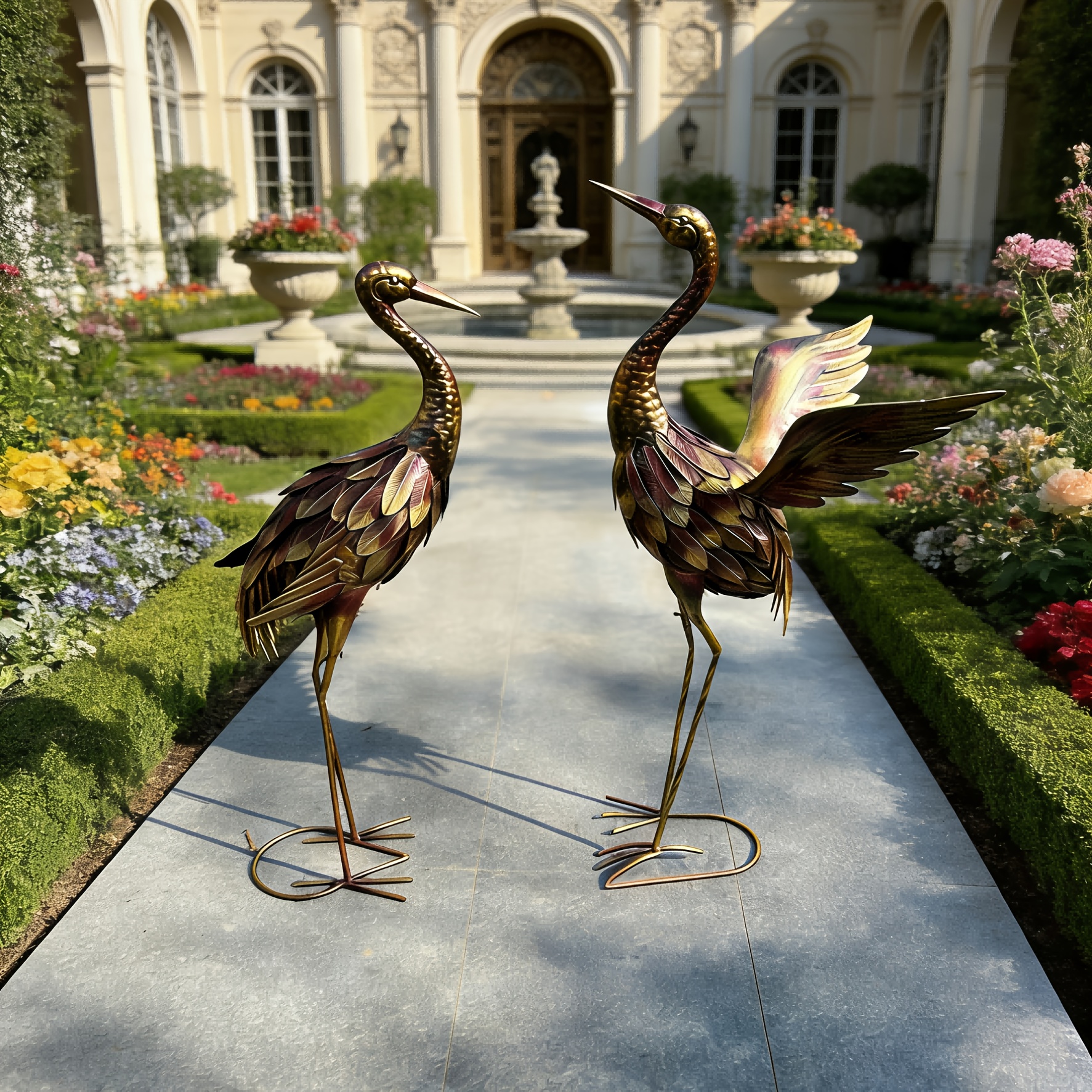 E-shop Metall-Hofdekoration mit Kranich, Garten--Ornament, edler Kranich-Dekor