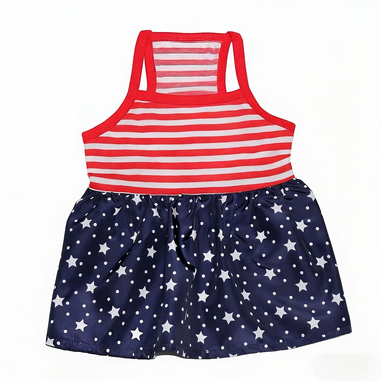 TEMU Patriotic Halter Dress, Striped Skirt, Puppy Outfit For Small Dogs Cats, Cute Dog Clothes For Day Party, Holiday Pet Apparel. The Skirt Features