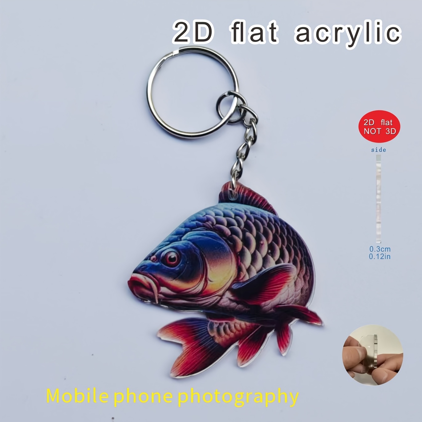 TEMU 2D, Llavero de pez 2D, Accesorio para bolso, un regalo para parientes, de o , 2D
