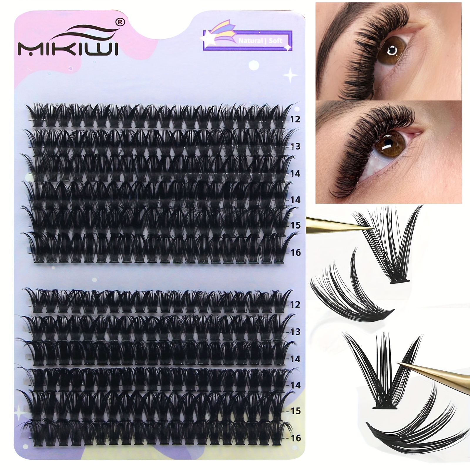 Individual Lashes 300pcs 20D+40D+50D Mixed Lash Clusters C Curl Cluster  Lashes Natural Look Lash Clusters Extensions Cluster Lashes DIY Eyelash