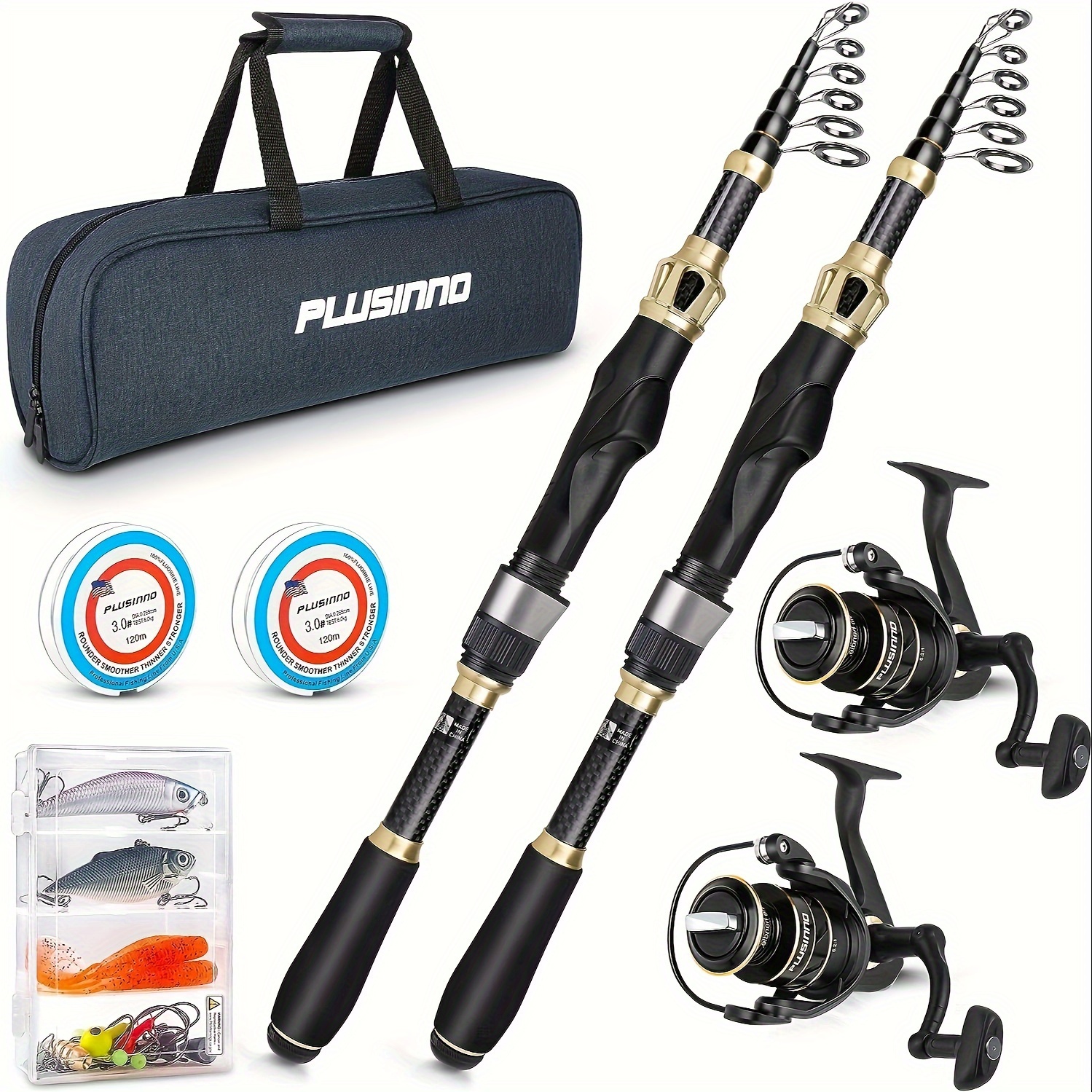 

Plusinno Fishing Rod And Reel Combo, Fishing Pole, Telescopic Fishing Rod Kit With Reel, Telescopic Fishing Pole With Carrier Bag For Freshwater Saltwater For Men Women