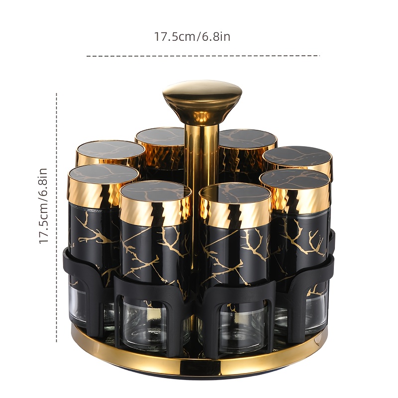 Image of Set Of 8 Glass Spice Jars For Kitchen Use, Featuring Rotating Multi-hole Dispensers For Seasonings And Pepper