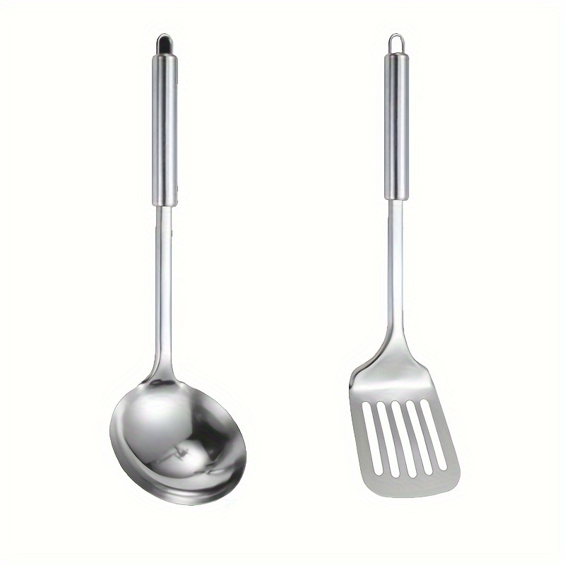 TEMU Stainless Steel Cooking Utensils Set - Kitchen Spatula, Soup Ladle, Strainer Spoon, Turner, Rice Spoon - Durable Kitchen Tools And Gadgets Set