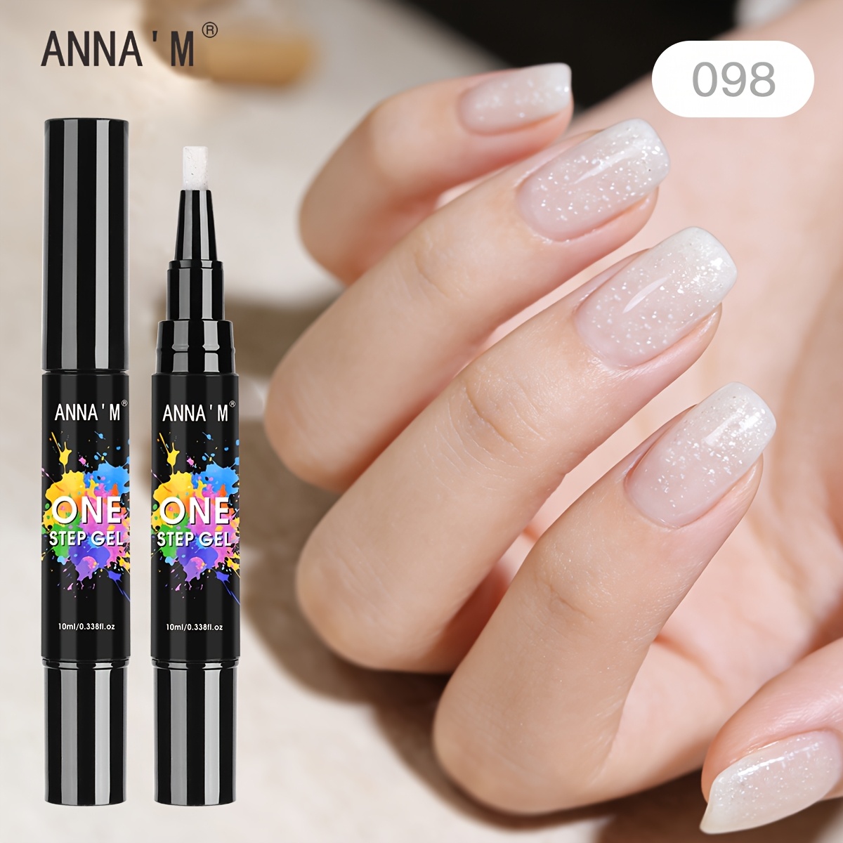 Image of White Glitter Gel Polish 3-in-1 Equivalent To Base Coat + +color Gel In A Bottle - Gel With Glitter Flakes Changing Nail Art Long-lasting Shine Shiny Nail Art For Manicure Gifts -10ml Soak-off/led