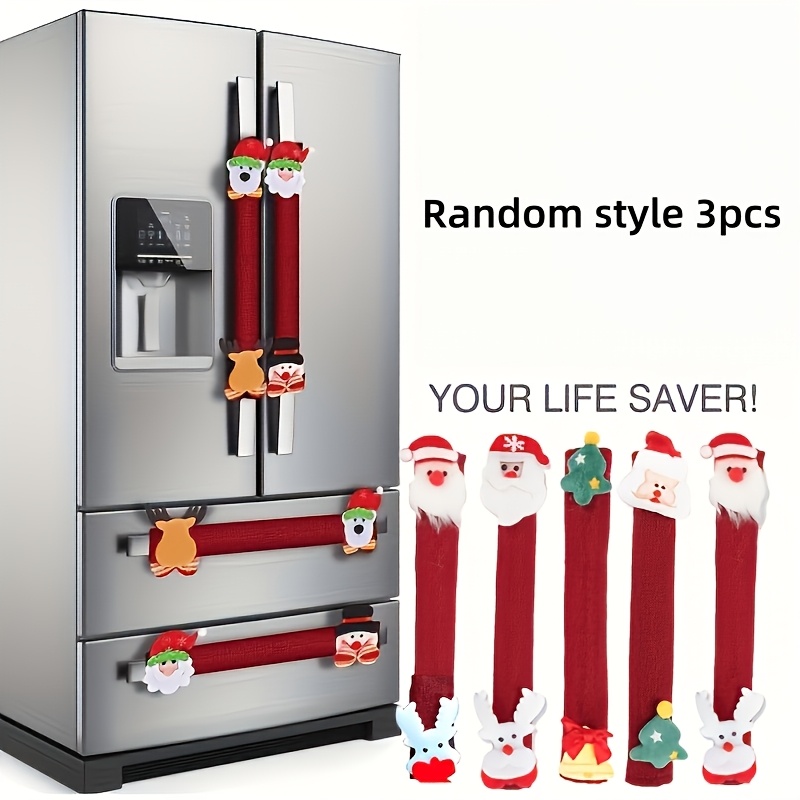 TEMU 3pcs Christmas Refrigerator Handle Covers - Suitable For Household Appliances Such As Refrigerators, Microwaves, And Dishwashers, Christmas
