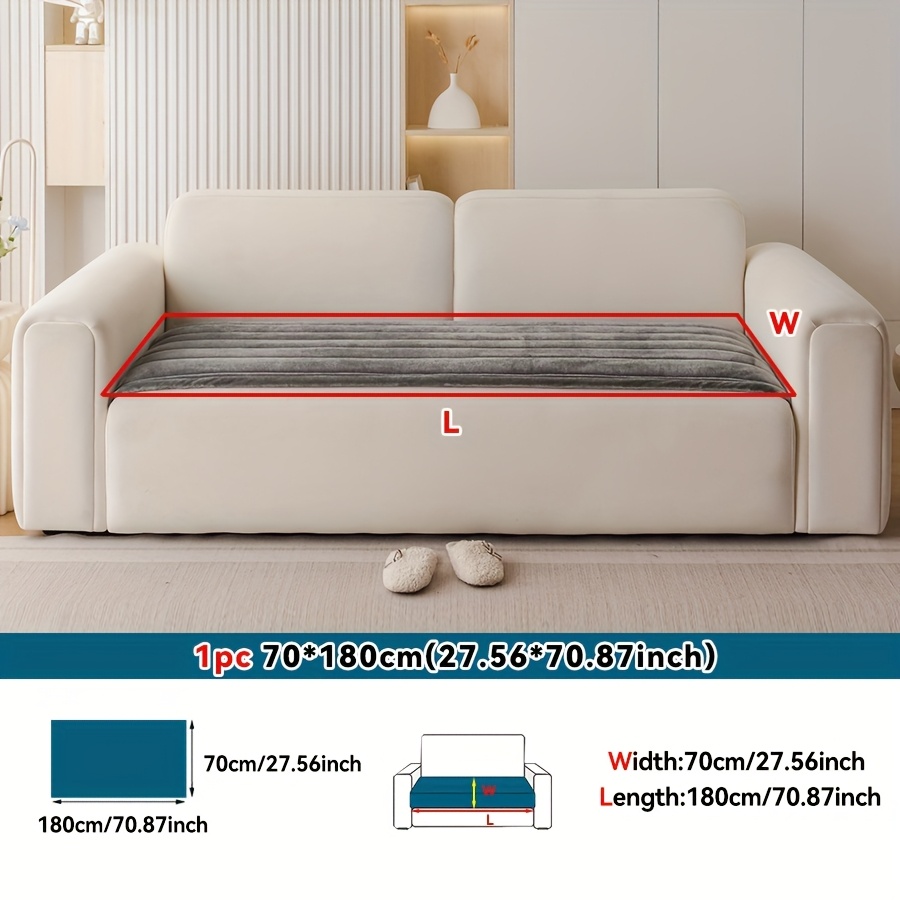 TEMU 1pc Plush-textured Striped Solid-colored Bound Sofa Cushion, Modern Home Decor, Non-slip, Wear-resistant, Machine Washable, Suitable For