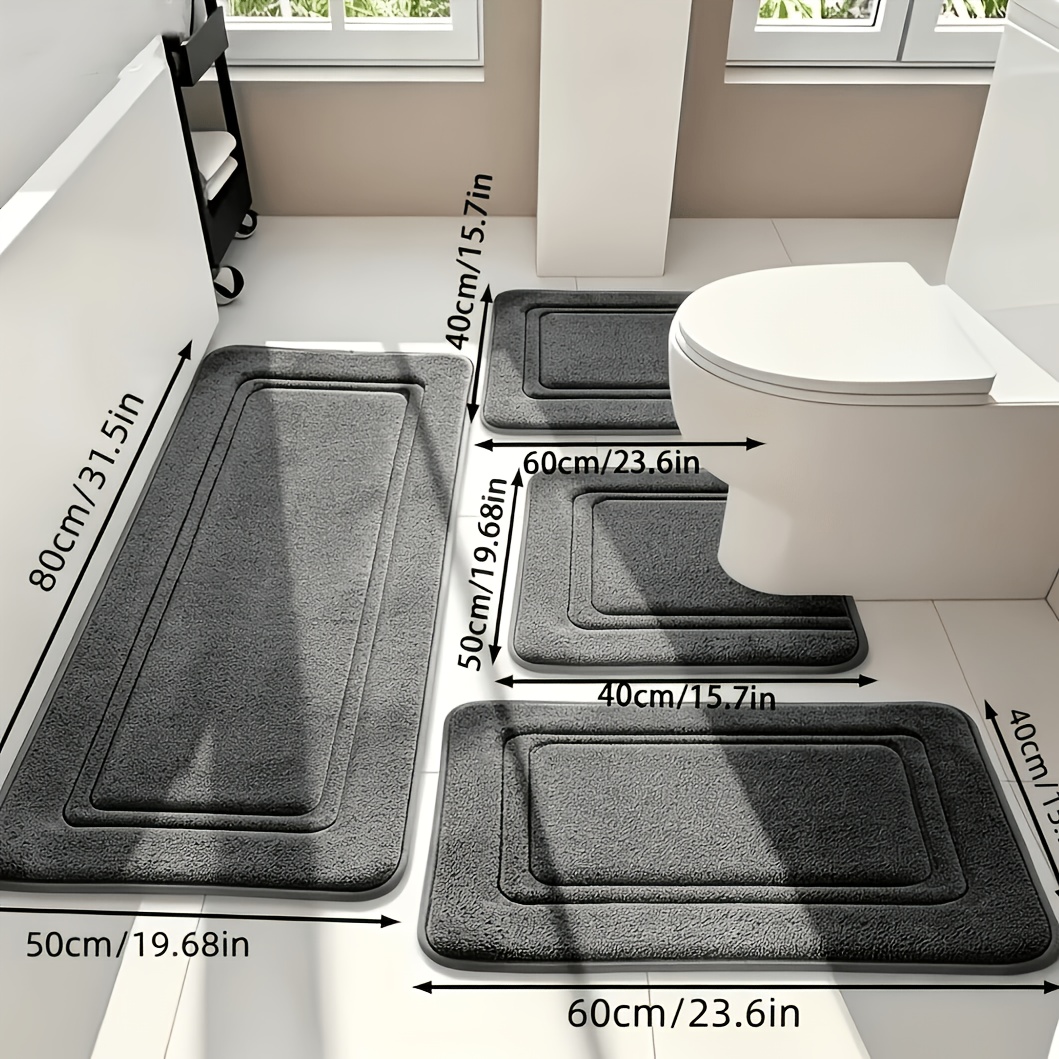 TEMU 4pcs Memory Foam Bath Rugs, Super Absorbent Bath Mats, Quick Water Absorption, Washable, Machine Washable, Quick Drying, Thickened Non-slip Bath
