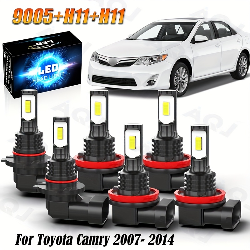 TEMU 6pcs For Camry 2007- 2014 Led Headlight Bulbs Kit High/ Low Beam + Fog Light 6000k , Plug And Play, Without Battery
