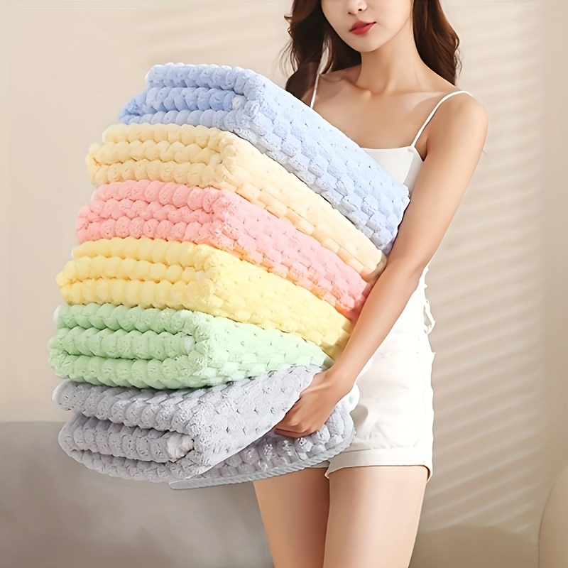 

Grid Bath Towel 1pc / Super Soft Microfiber Bath Towel Set - 300gsm Woven Polyester, Ultra-absorbent Quick-dry Towels For Spa, Gym, Travel, Daily Use - 1pc Hygroscopic Bath Linen Set