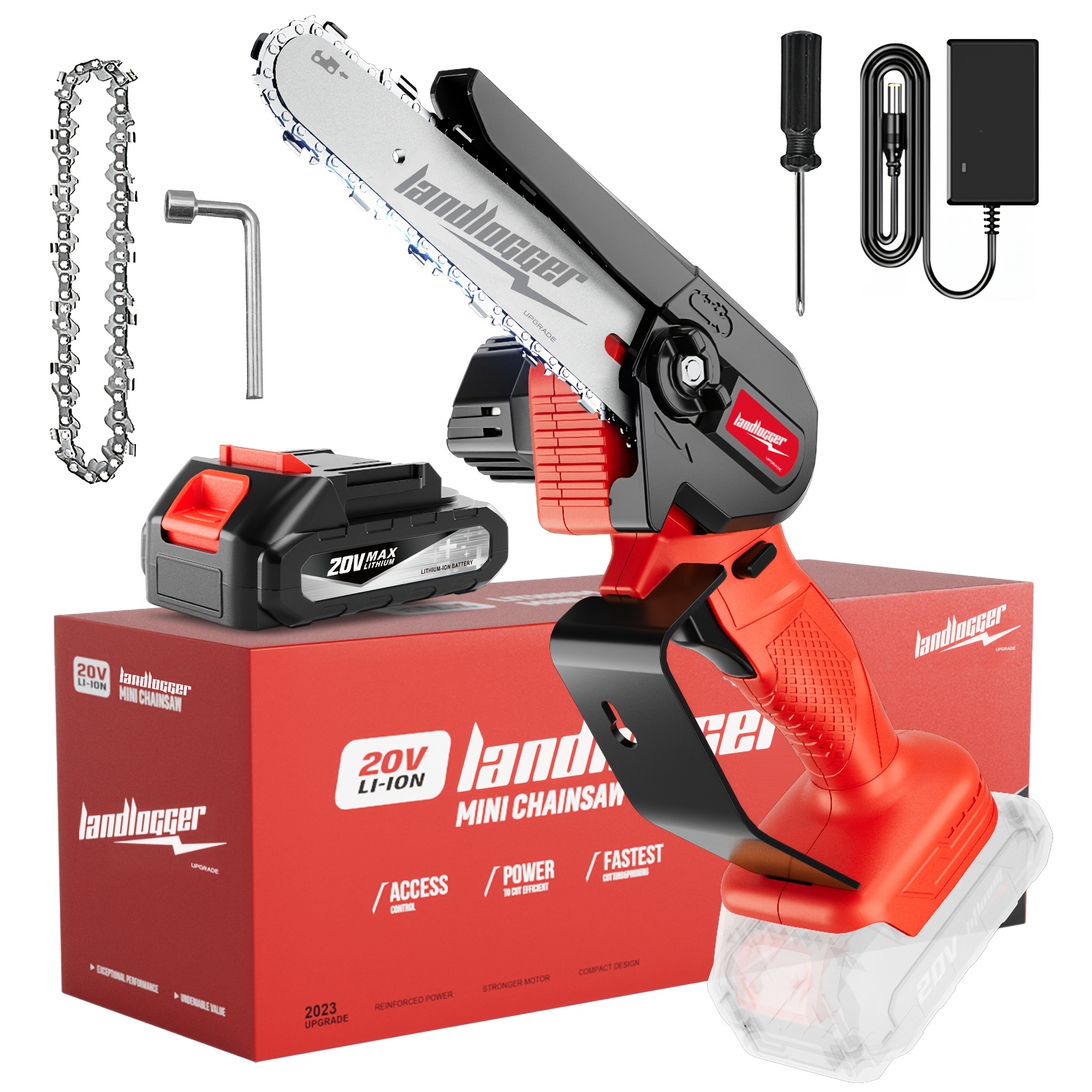 TEMU Mini Cordless Chainsaw, Lightweight & Portable Handheld Electric Tree Cutter With Splash Guard, Security Lock, Optional As Tool-only Or With