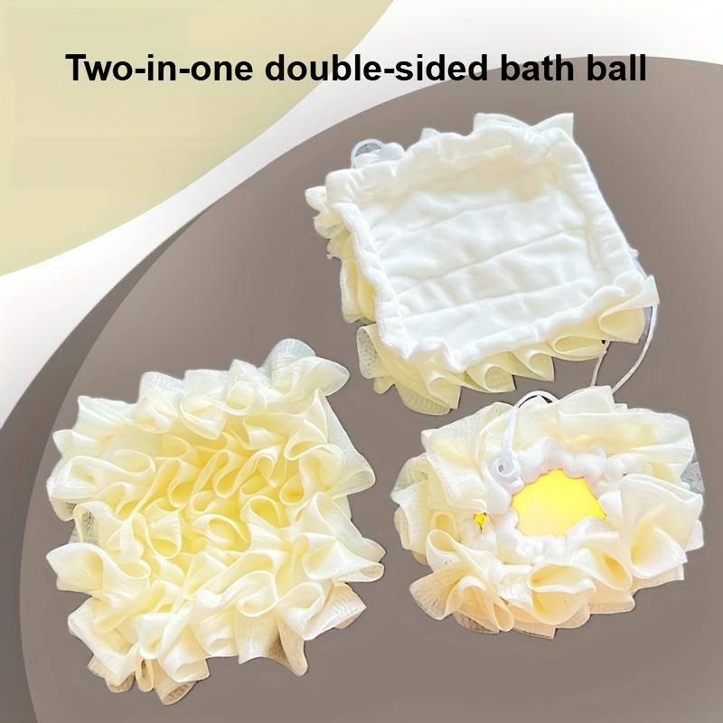 Bath Puff and Hook Set, 2pcs in Random Color