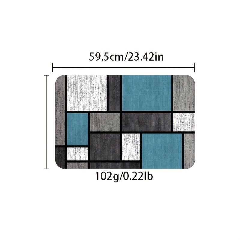 TEMU 1pc, Tapis de sol de cuisine , Impression de motif géométrique, Tapis de sol de cuisine moderne, Tapis d'entrée, Tapis de porte de cuisine