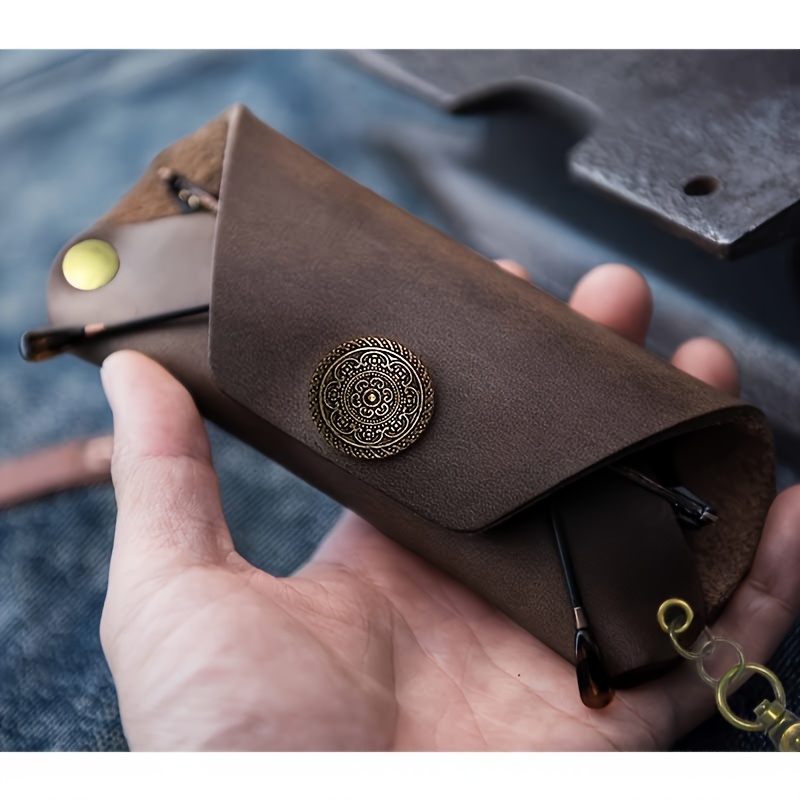 Hand-Stitched Vintage Leather Eyeglass Case