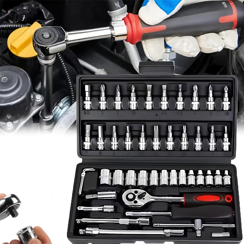 

1 Set Of Cordless Ratchet Kit, Ratchet, Power Ratchet Wrench, New Ratchet, Power Ratchet Wrench Kit, Includes 46pcs Of 1/4 Inch Adjustment Tools