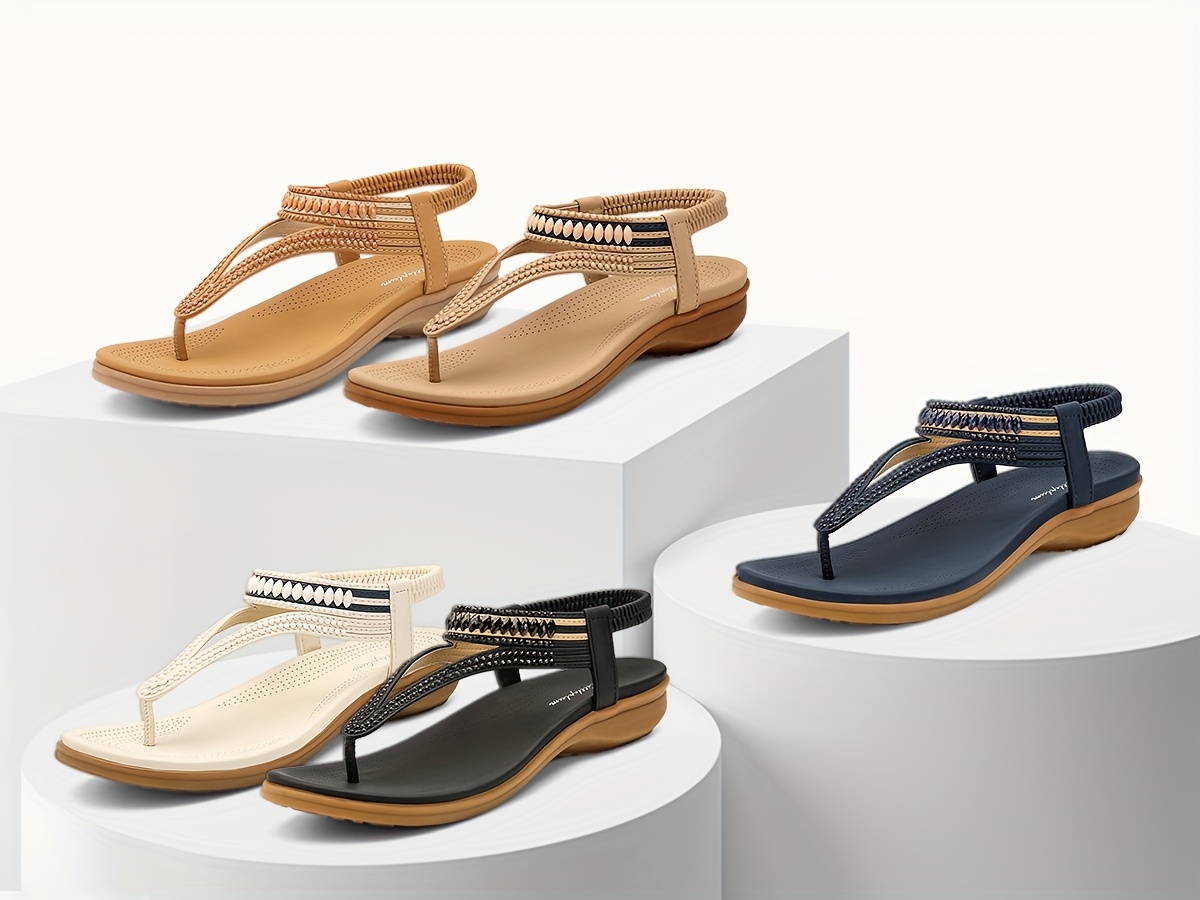 womens sandals flat summer shoes t strap casual dressy sandals for women arch support slingback sandals Product details 3