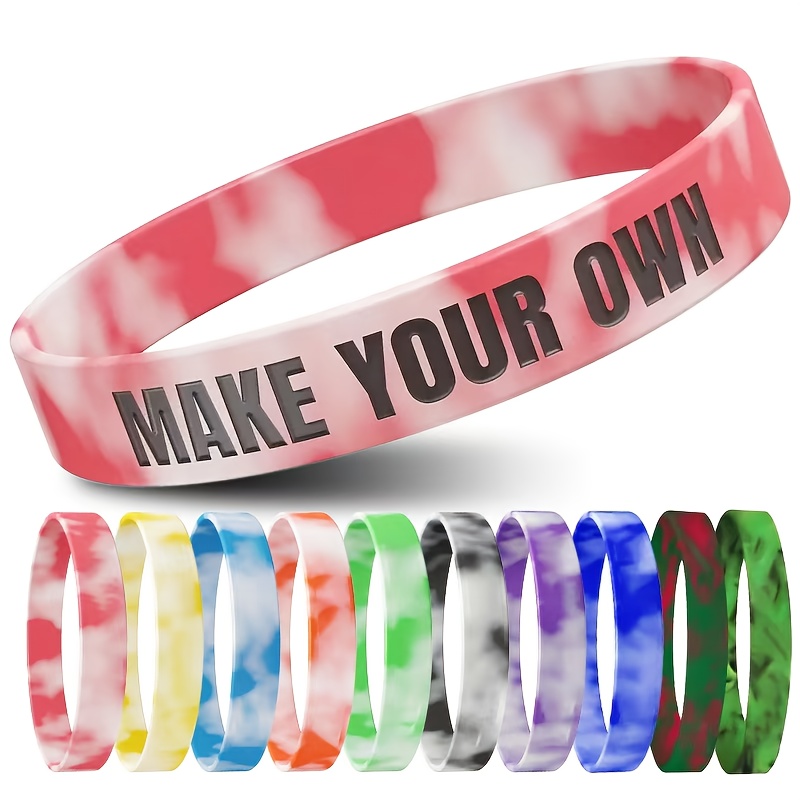 16pcs Silicone Bracelets with Custom Letter Patterns, Lightweight
