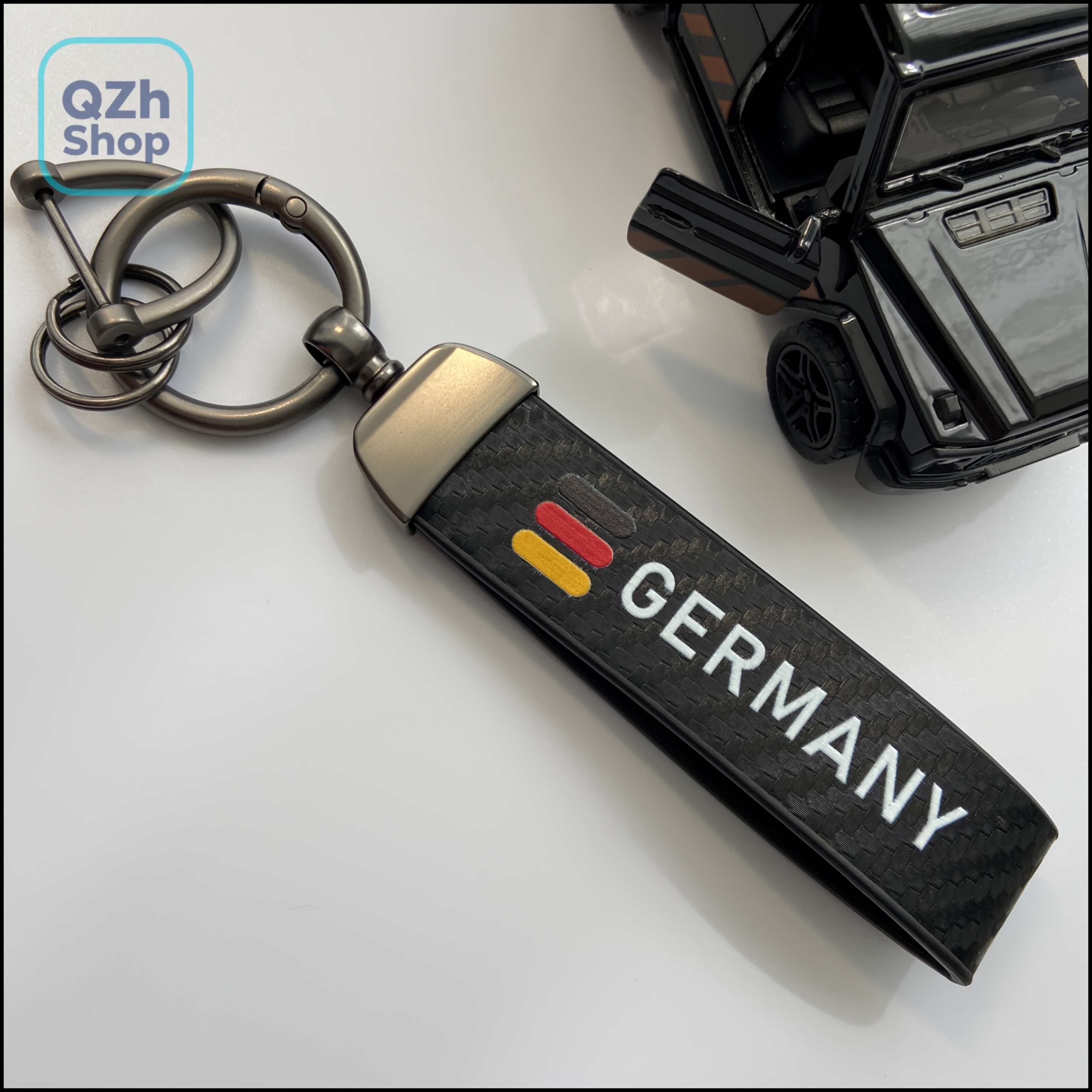 E-shop Deutsche Flagge Autoschlüsselanhänger Zubehör - VW ////Passat/Tiguan/Touareg Schlüsselanhänger, PU-Leder & Carbonfaser-Stil Schlüsselring mit