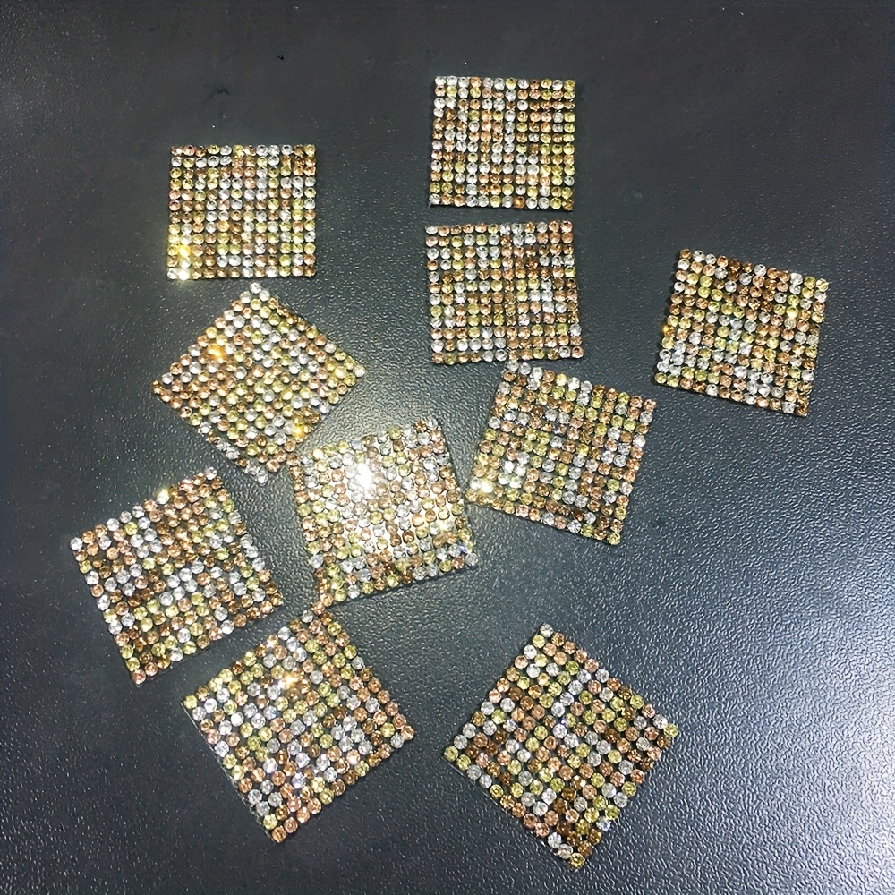 10pcs Self-Adhesive Square Shape Rhinestone Decals for DIY