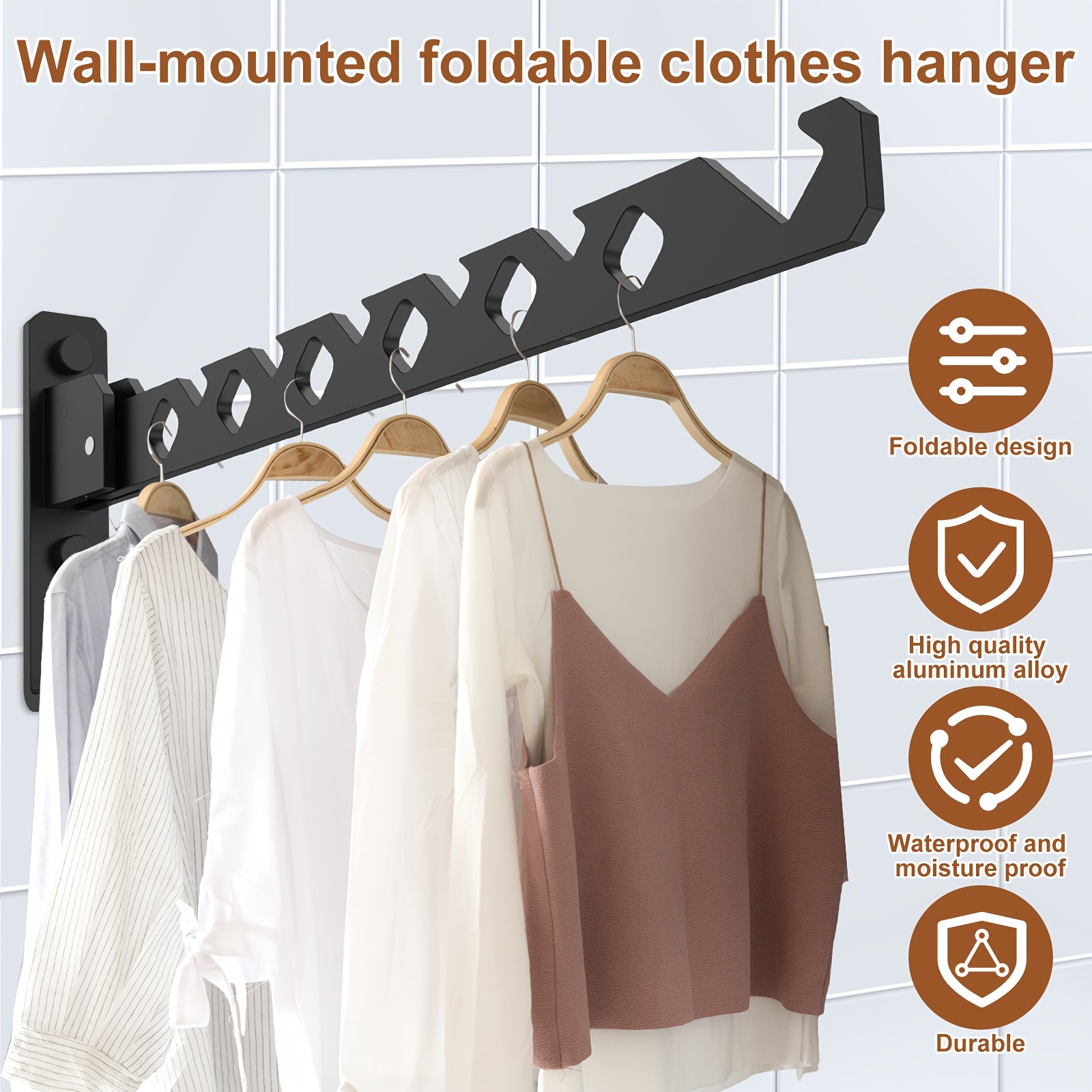 

2pcs Wall Mounted Clothes Drying Rack Aluminum Alloy Laundry Drying Rack With Screws 180°adjustable Clothes Drying Hanger Rust Resistant Clothes Drying Organizer Rack For Home Dorm