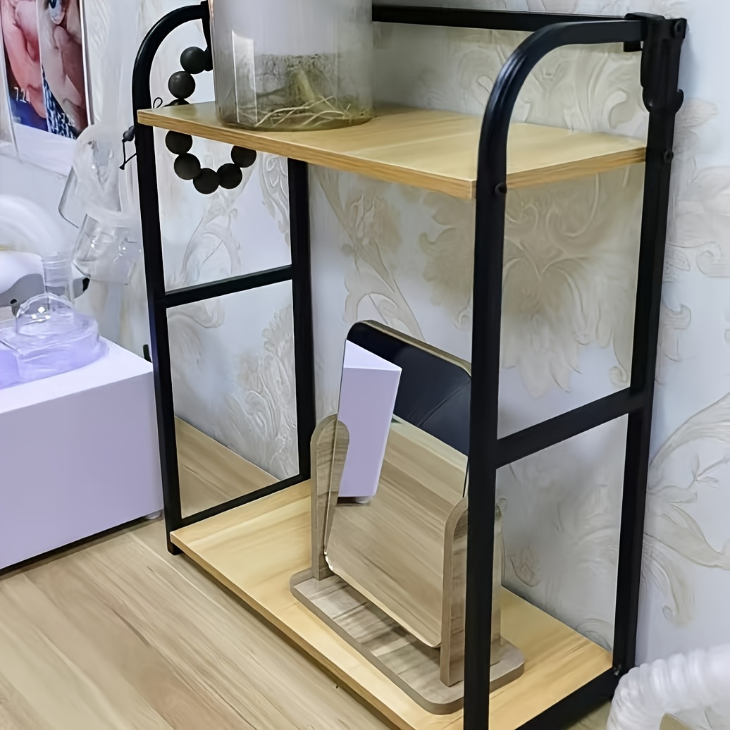 TEMU Étagère de rangement robuste avec crochets portables | Étagère à épices de comptoir en acier au carbone, multicouche, convient aux armoires,