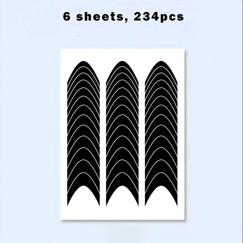 Image of 39/234pcs French Style Nail Art Stickers With Stripe , Nail Decoration Templates And Tools, And, Self-adhesive Nail Tips Decorations And Template Guide