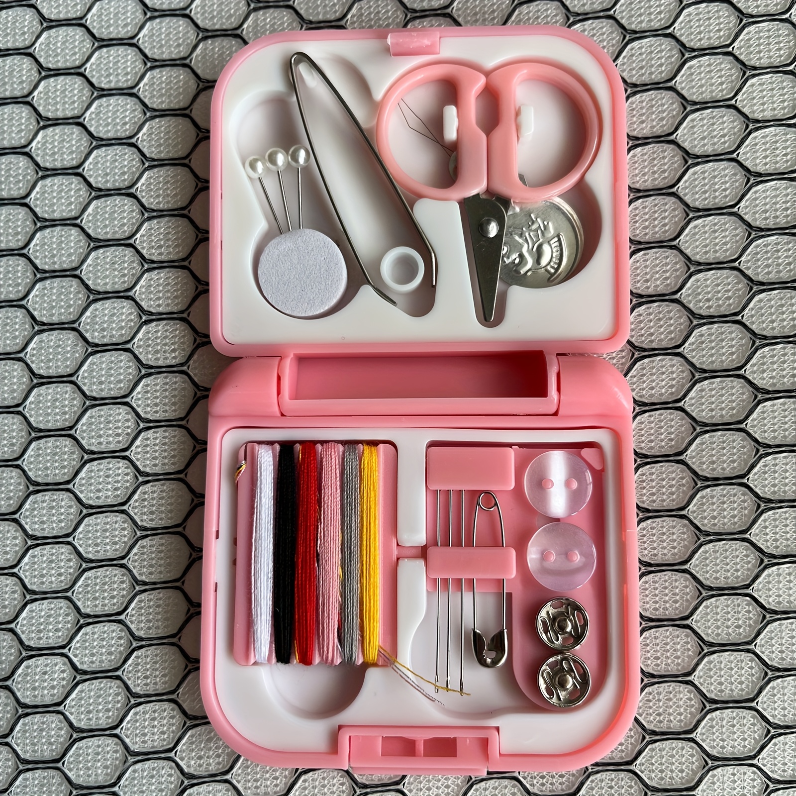TEMU 1 Set Sewing Tool Kit, Plastic Box Packed Needle And Thread Box, Portable Mini Type, Essential Needle And Thread Bag For Outdoor Travel,