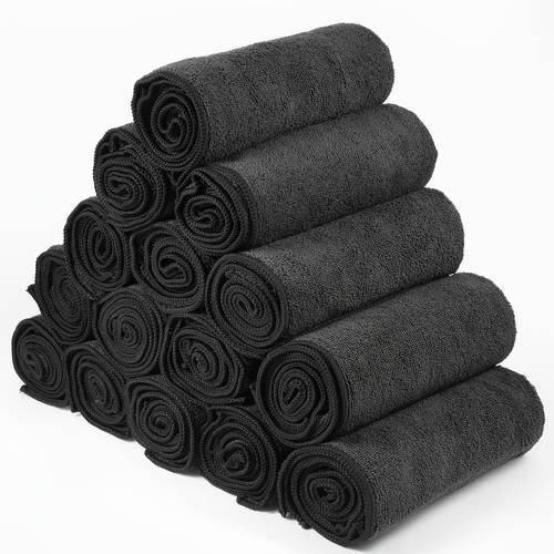 36 pack microfiber salon towels absorbent bleach resistant ideal for gym spa shaving shampooing hair drying 16x28 inches black