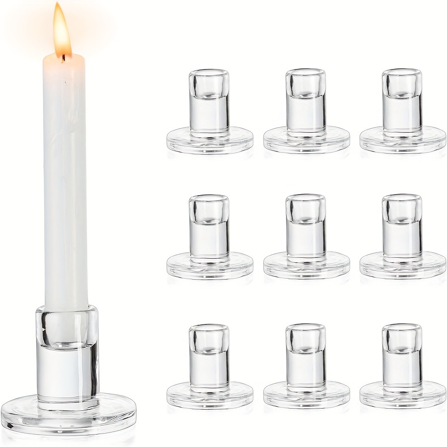 10pcs Set Of Transparent Small Conical Candle Holders, Suitable For Conical Candles, Bulk Conical Candle Holders, Suitable For Dining Table Mantel Decor