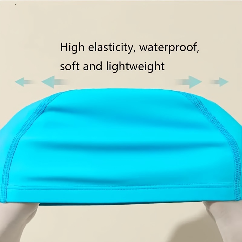

1pc Pu Material Swimming Cap, Unisex Solid Color Breathable Swimming Hat