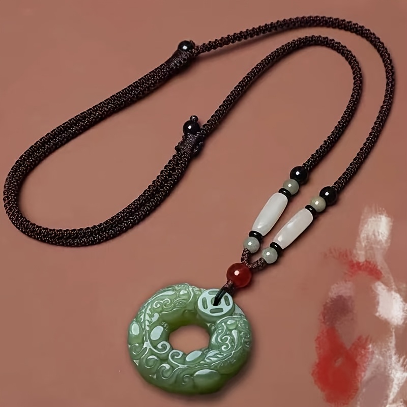 TEMU Double-sided Pi Xiu Pendant, High-end Safety Pendant For Men And Women, Vintage Long Couple's Adjustable Elastic Pendant