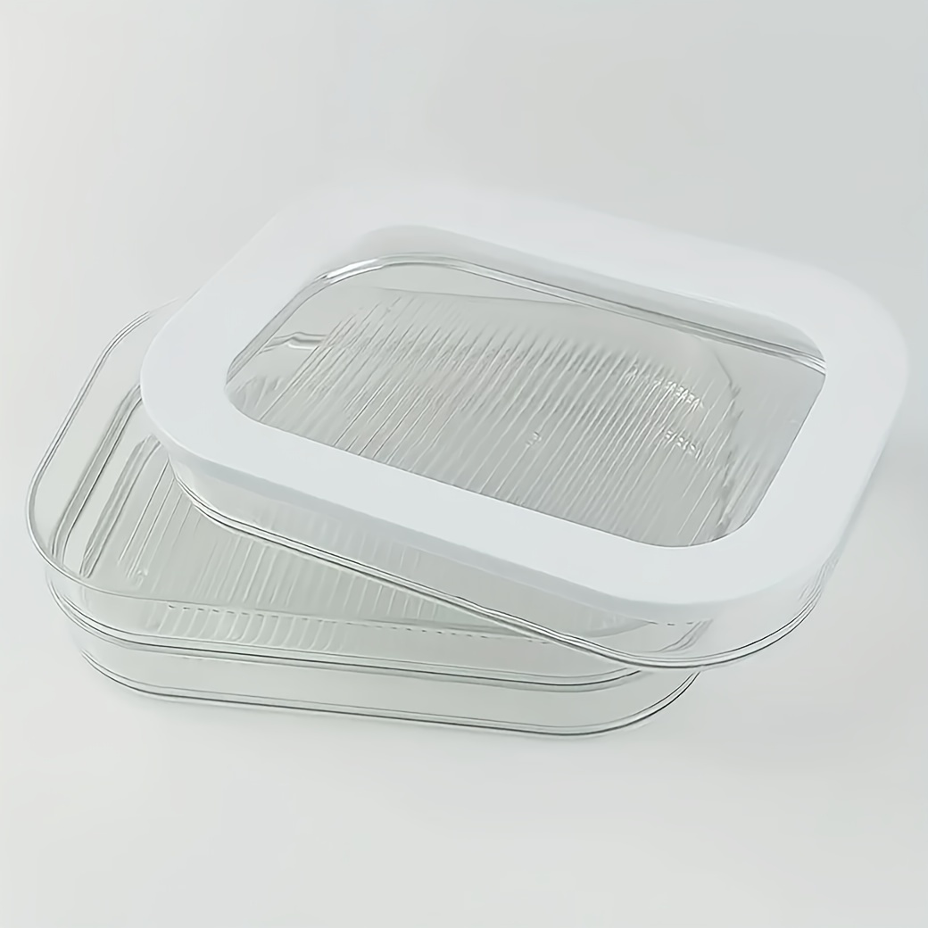 TEMU 1pc Storage Container:pet Plastic Cold Plate Container Set, Leak-proof And Reusable Food Sealing Box For Meat, Fruits, And Vegetables, Kitchen Organizer And Storage, Kitchen Accessories