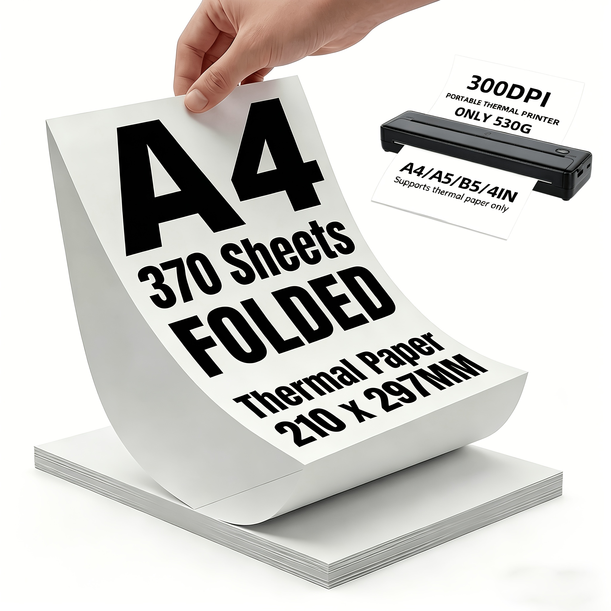 Image of 370 Sheets Of Thermal Paper, 8.5 X 11 Inch White Letter Paper Size, Suitable For Portable Printers, Compatible With A285m/pd-a4/m08f-letter/ And Other Models Of Thermal Printers, Portable Wireless