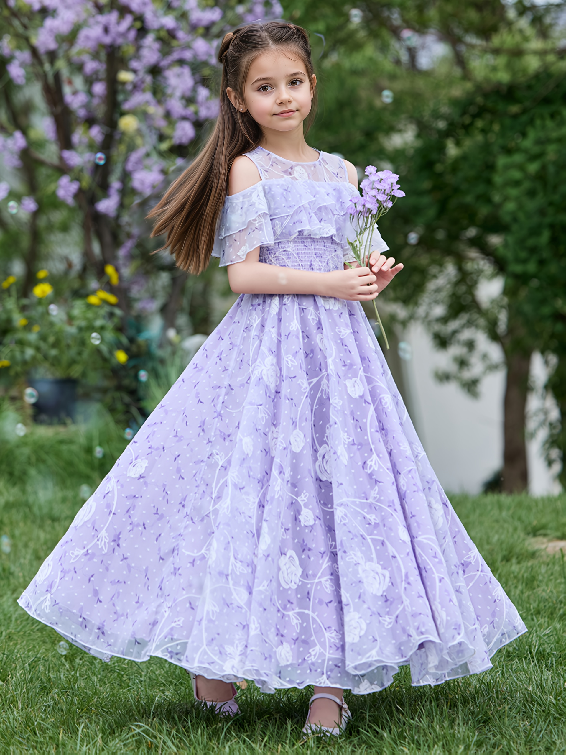 vestido princesa estampado floral niñas vestido playa Temu El