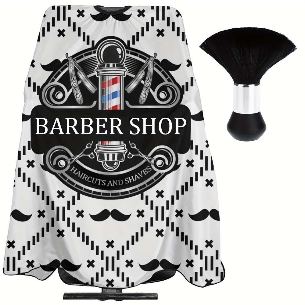 

Vintage Printed Barber Haircut Cape, Professional Salon Gown With Adjustable Closure, Waterproof Hair Cutting Cloth, Barber Supplies