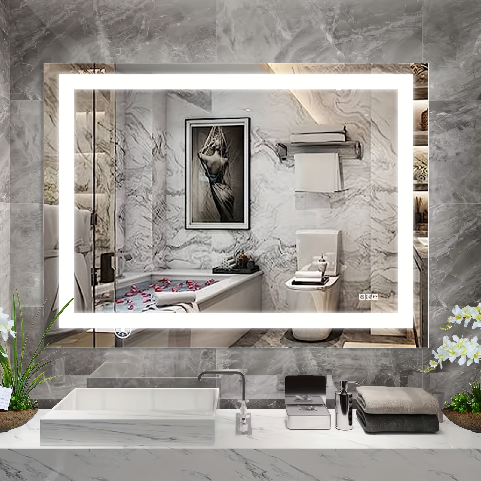 

Led Bathroom Mirror 48x 36 Inch With Lights, Anti-fog & Dimming Led Bathroom Vanity Mirror