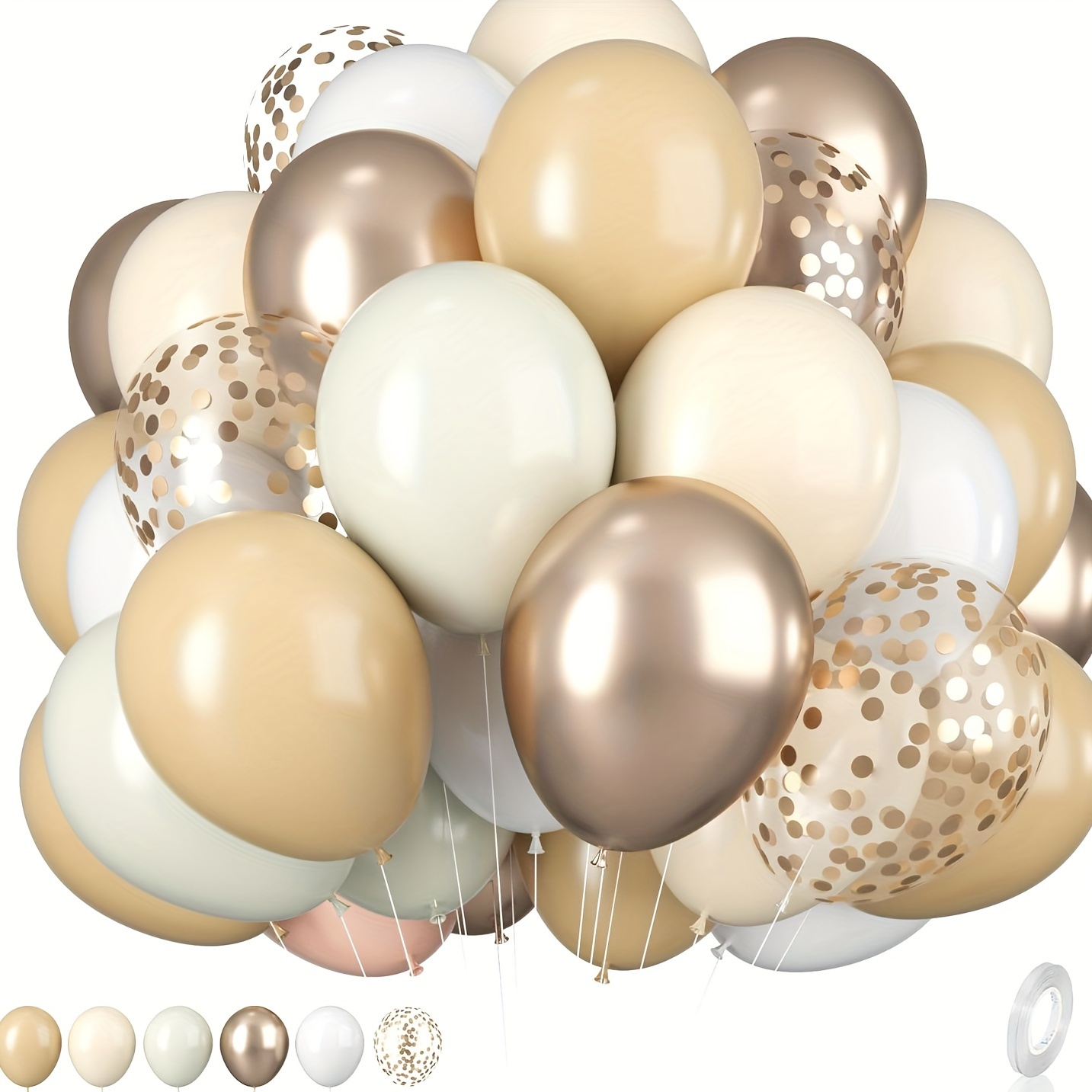 

Cream And Sand Golden Balloons Set, 12 Inch Beige Balloons With Metallic Chrome Champagne Nude Neutral Cream White Balloon For Bridal Birthday Wedding Party Decorations