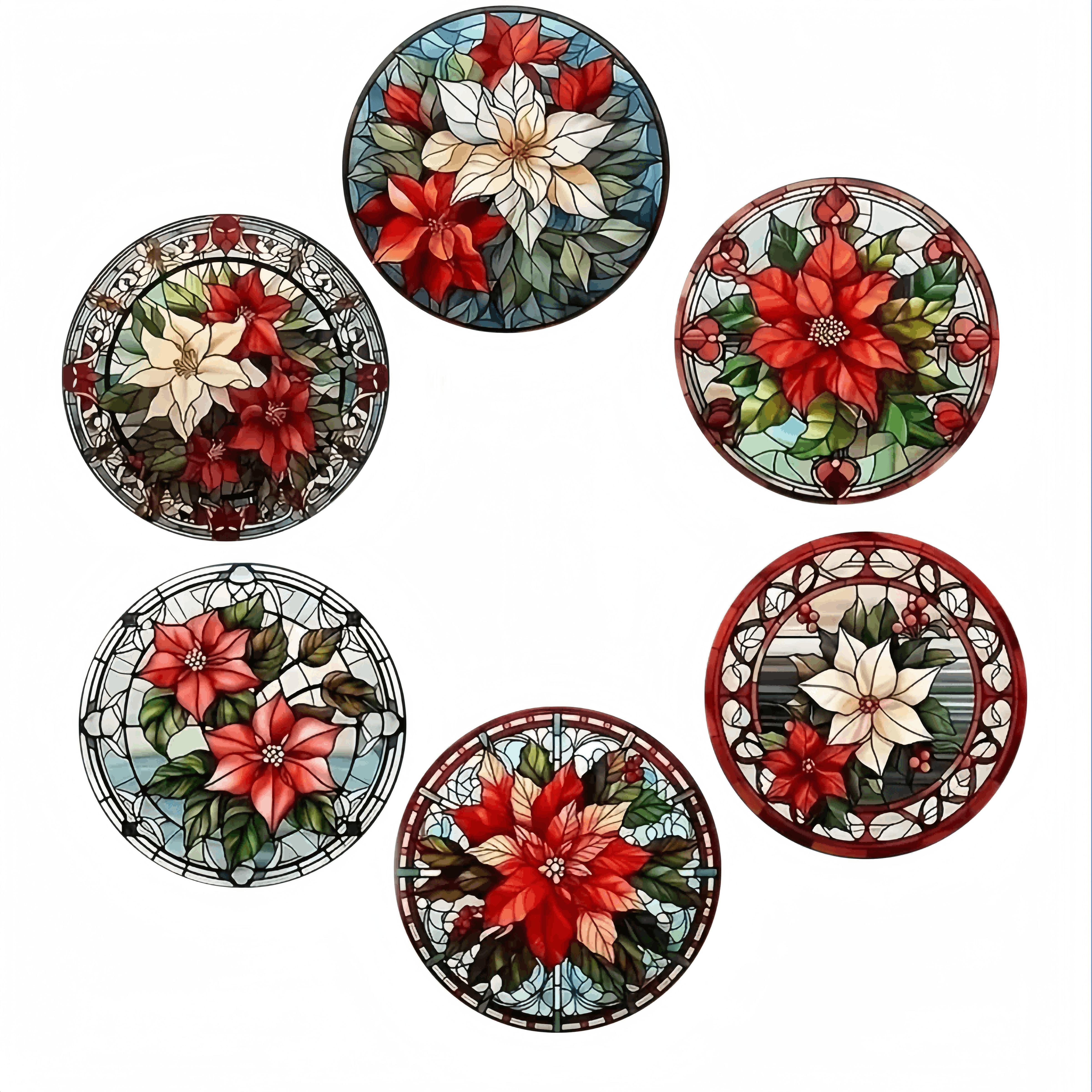 

6pcs Floral Wooden Coasters Set - Heat-resistant, Artistic & Crafted For Home Use, Perfect For Tea & Coffee Cups