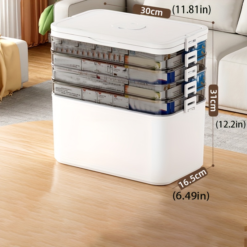 Image of 1pc Large Capacity Medicine Organizer With Handle, Durable Waterproof Pill Box For Home & Travel Storage