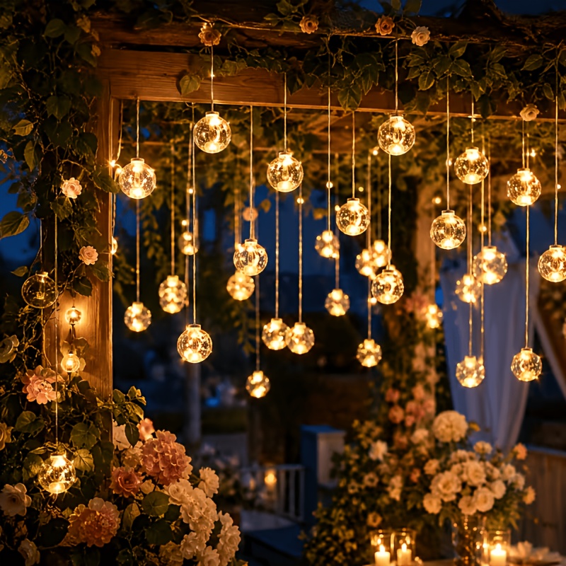 TEMU 140 Inch Wishing Ball String Lights, 2026 , Multiple Lighting , 108 Leds, 6 Wishing Balls, Wall-mounted, Plastic Material, Ideal For Family ,