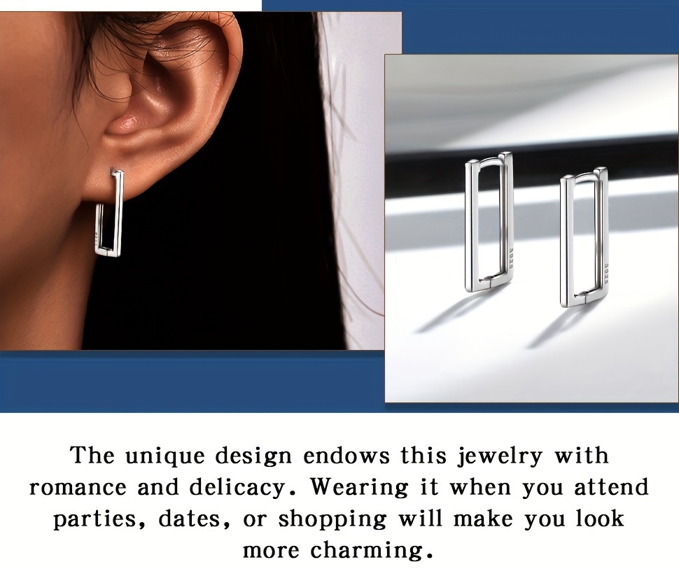 a pair of womens fashionable circular earrings with simple lines   4  silvery for daily vacation parties details 2